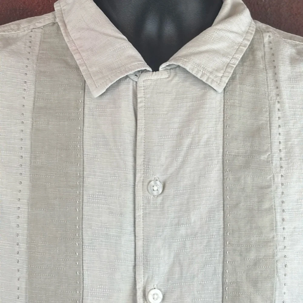 Joseph &‎ Fiess Shirt Mens Large Tan Silk Casual Button Down